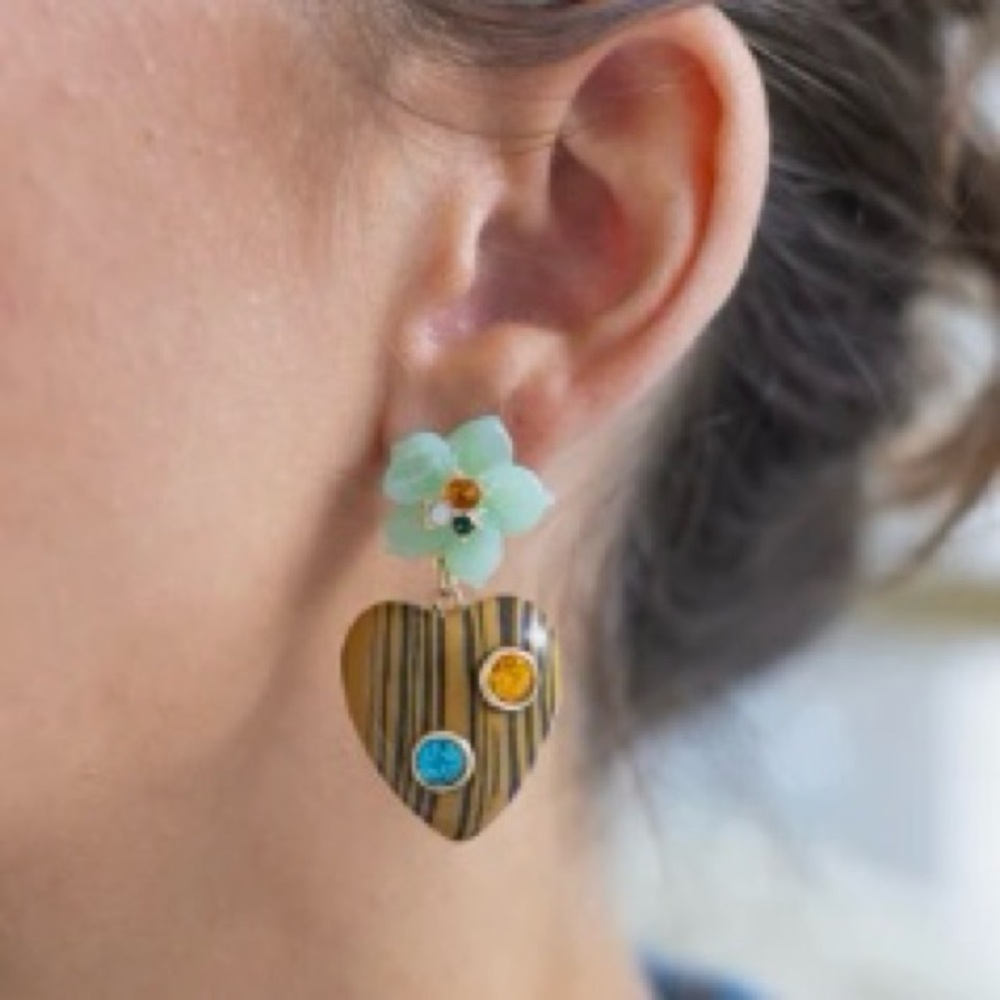Floral Heart Drop Earrings